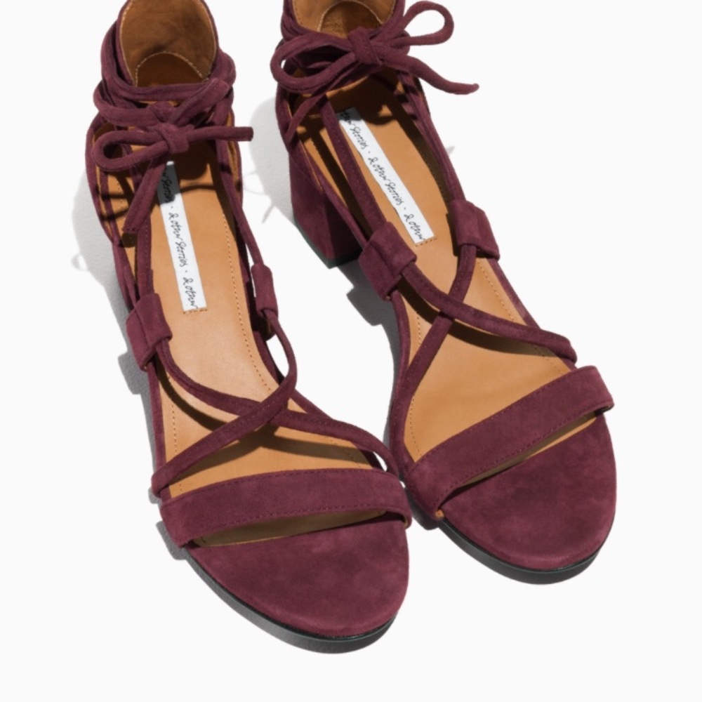 &other stories burgundy lace up salndals - Picture 2 of 5
